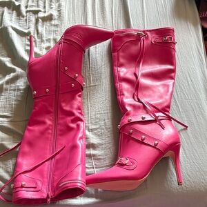 JustFab Hot Pink Stiletto Boots